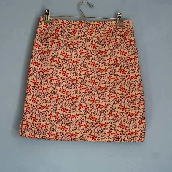 Gap Floral Mini Skirt Size 4 Side Zipper Front Pockets - Picture 2 of 12